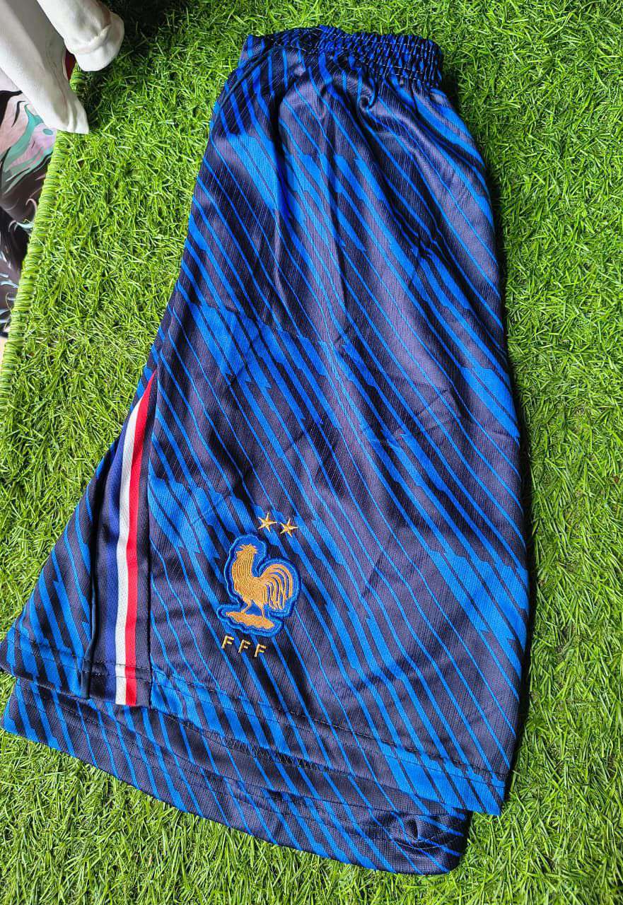 France Blue Striped football shorts